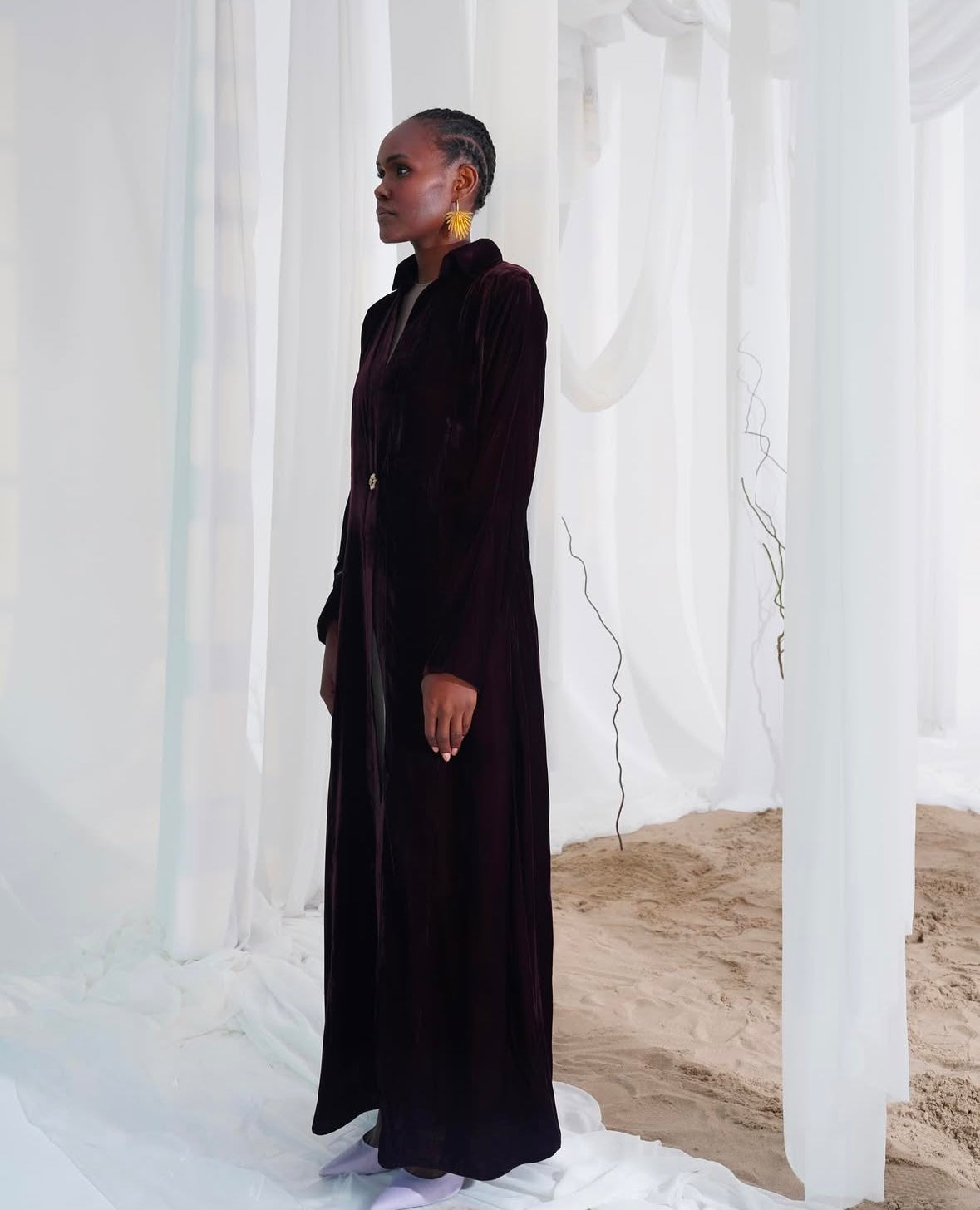 Velvet burgandy abaya